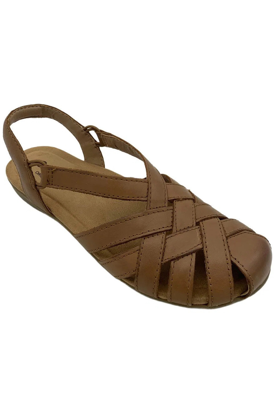 Earth Origins Leather Fisherman Sandals Cognac - Wide